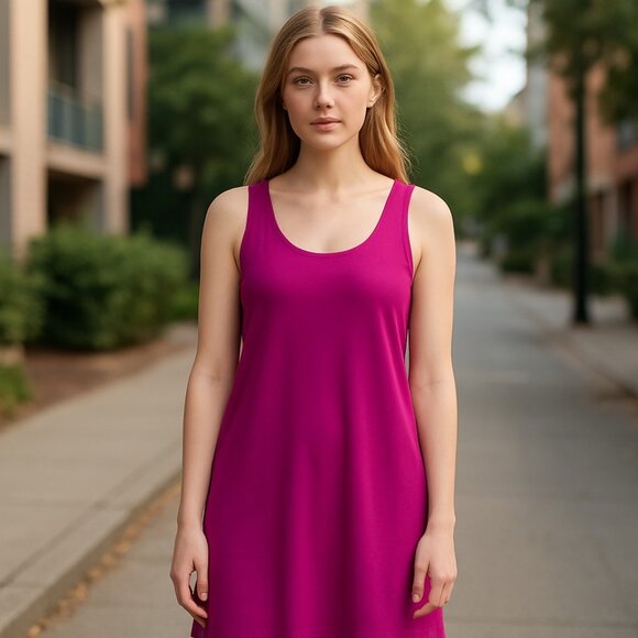 NWT LOFT RIBBED MAXI DRESS SIDE SLIT SMALL IN FUCHSIA - Picture 1 of 6